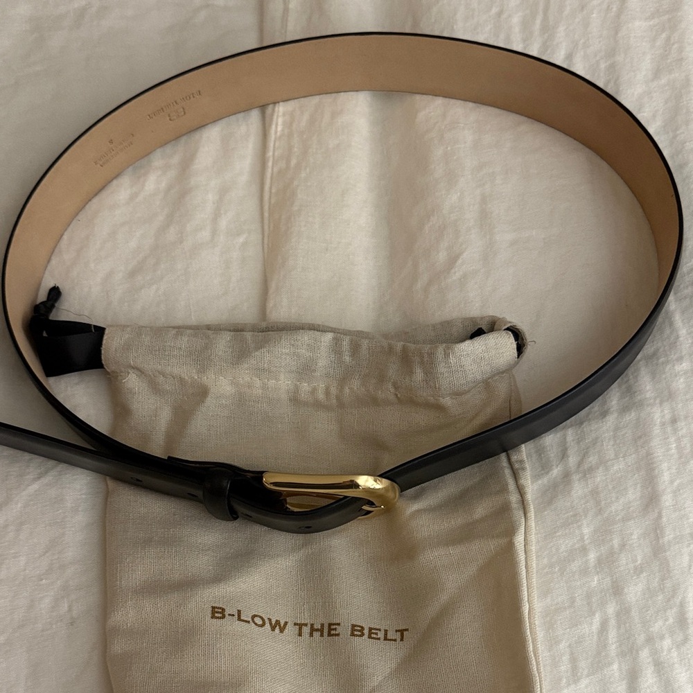 B-Low The Belt Black Leather Belt with Gold Buckle